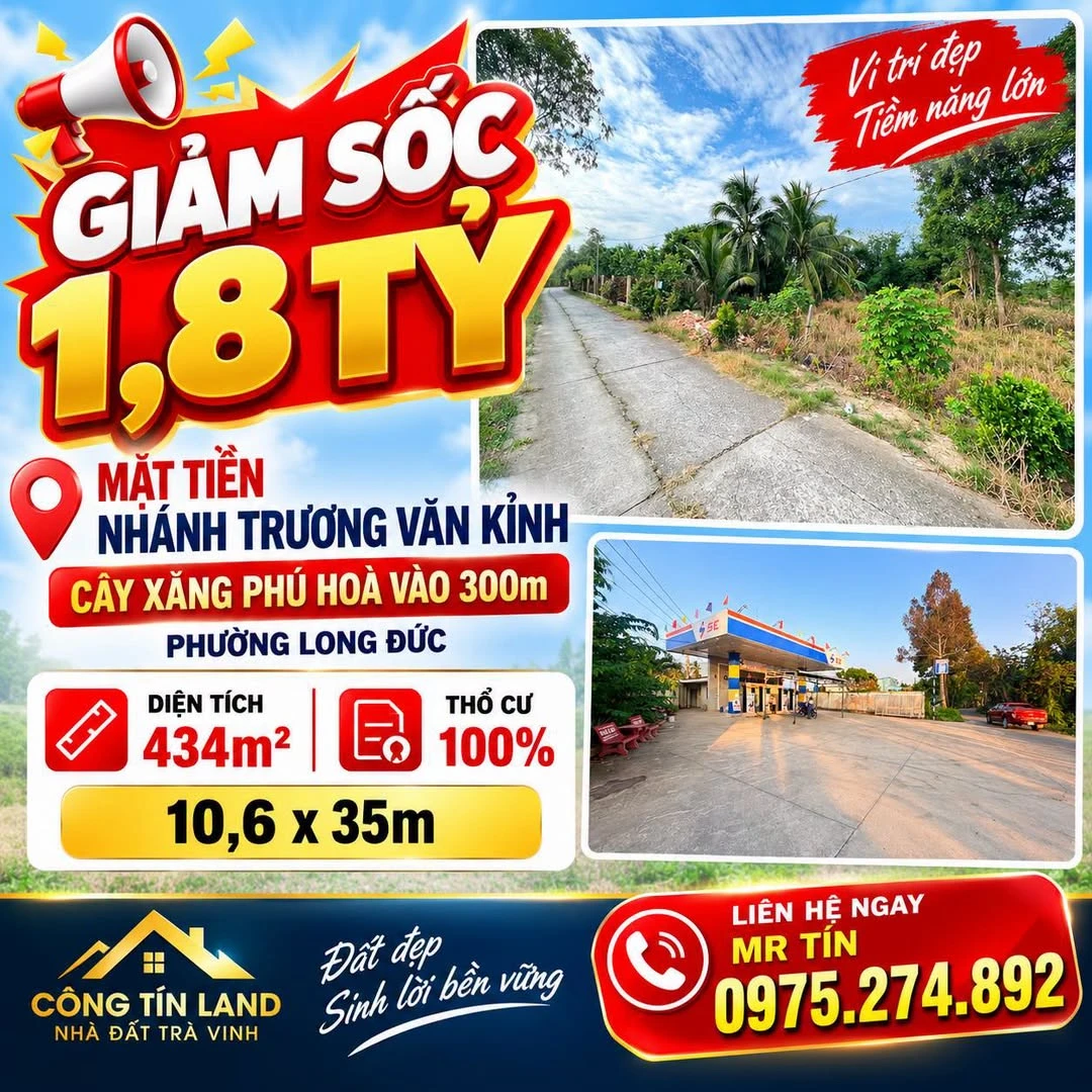 Bán đất mặt tiền 434m2 Trương Văn Kỉnh, Nhà Bè - Ảnh 1