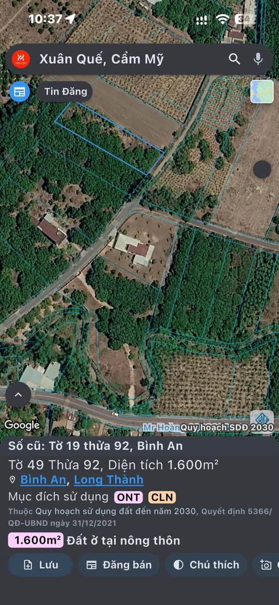 Bán đất Bình An Long Thành 1600m² sổ hồng - Ảnh 1