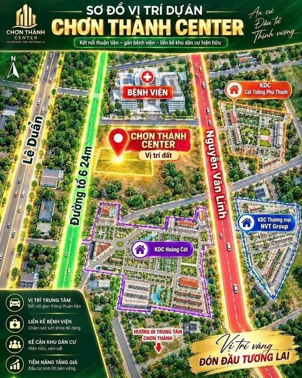 Bán đất ở 225m2 Chơn Thành, Đồng Nai - Mặt tiền kinh doanh