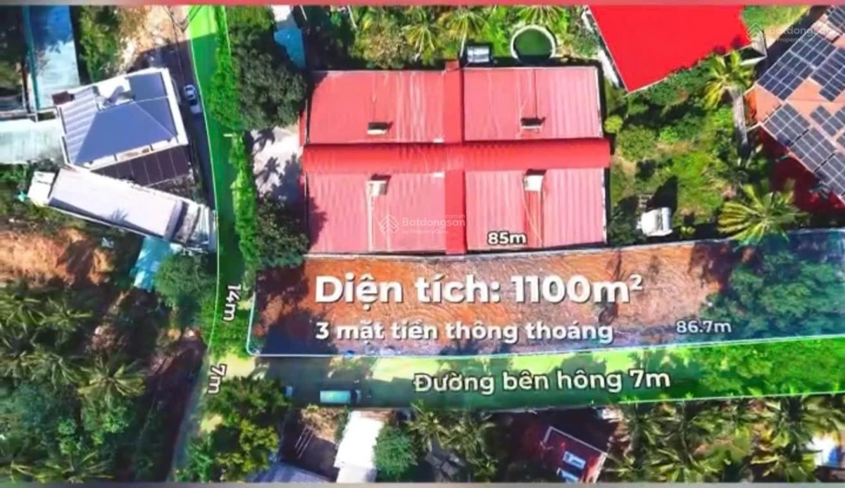 Bán 1133m2 lô góc 3 mặt tiền đường 7m đẹp hẻm 91 Trần Hưng Đạo thích hợp xây KS, bungalow - Ảnh thu nhỏ 2