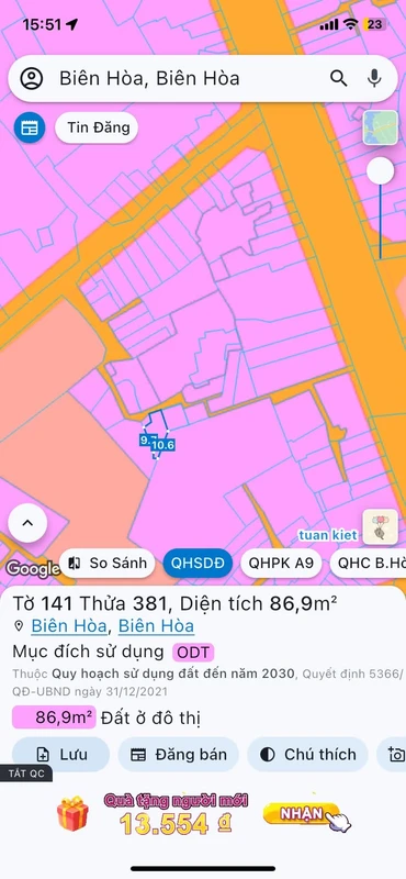 Bán đất Biên Hoà 87m² chỉ 1 tỷ 380