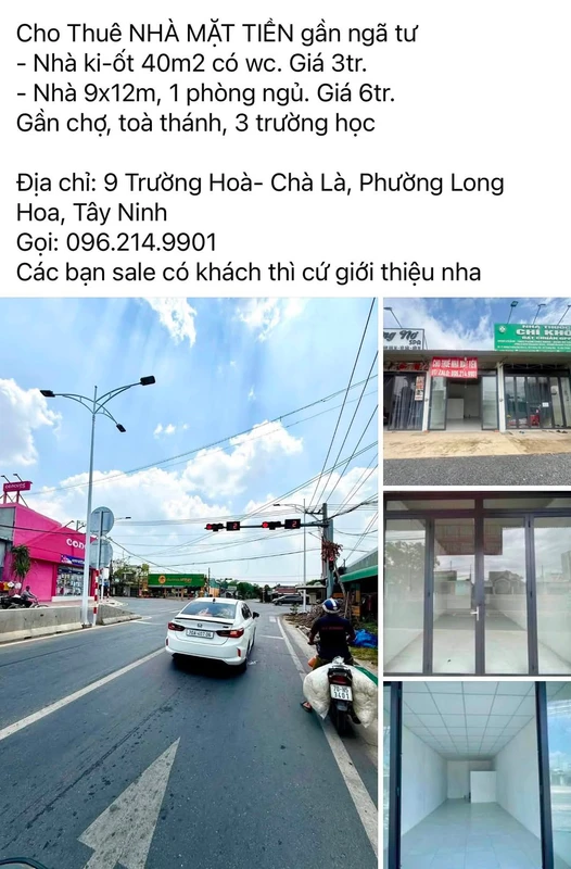 Cho thuê nhà mặt tiền gần ngã tư, giá từ 3 triệu/tháng tại Phường Long Hoa, Tây Ninh