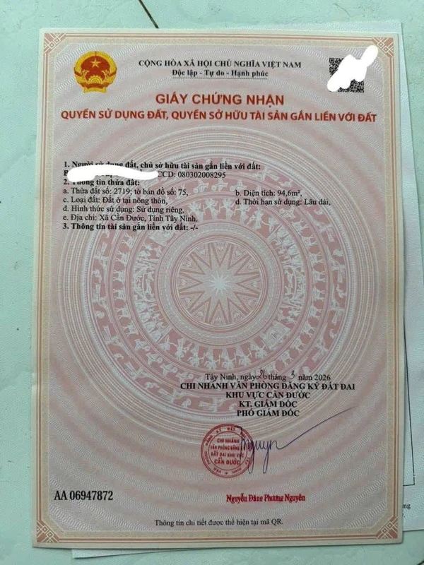 Bán 2 lô đất thổ cư 96 m2 tại Long An giá 390 triệu/lô