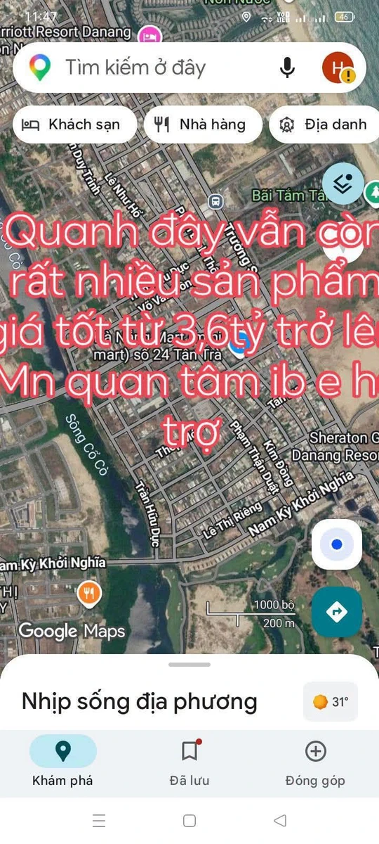 Đất biển Tân Trà 80-100m² gần biển 5 phút, sổ đỏ chính chủ - Ảnh 1