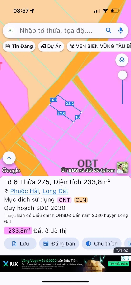 Bán lô góc 293,8m2 2 mặt tiền xã Phước Hải Nhà Bè - Ảnh thu nhỏ 4