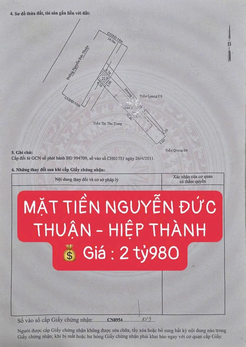 Bán lô đất mặt tiền Nguyễn Đức Thuận 164m² Hiệp Thành Thủ Dầu Một - Ảnh thu nhỏ 3