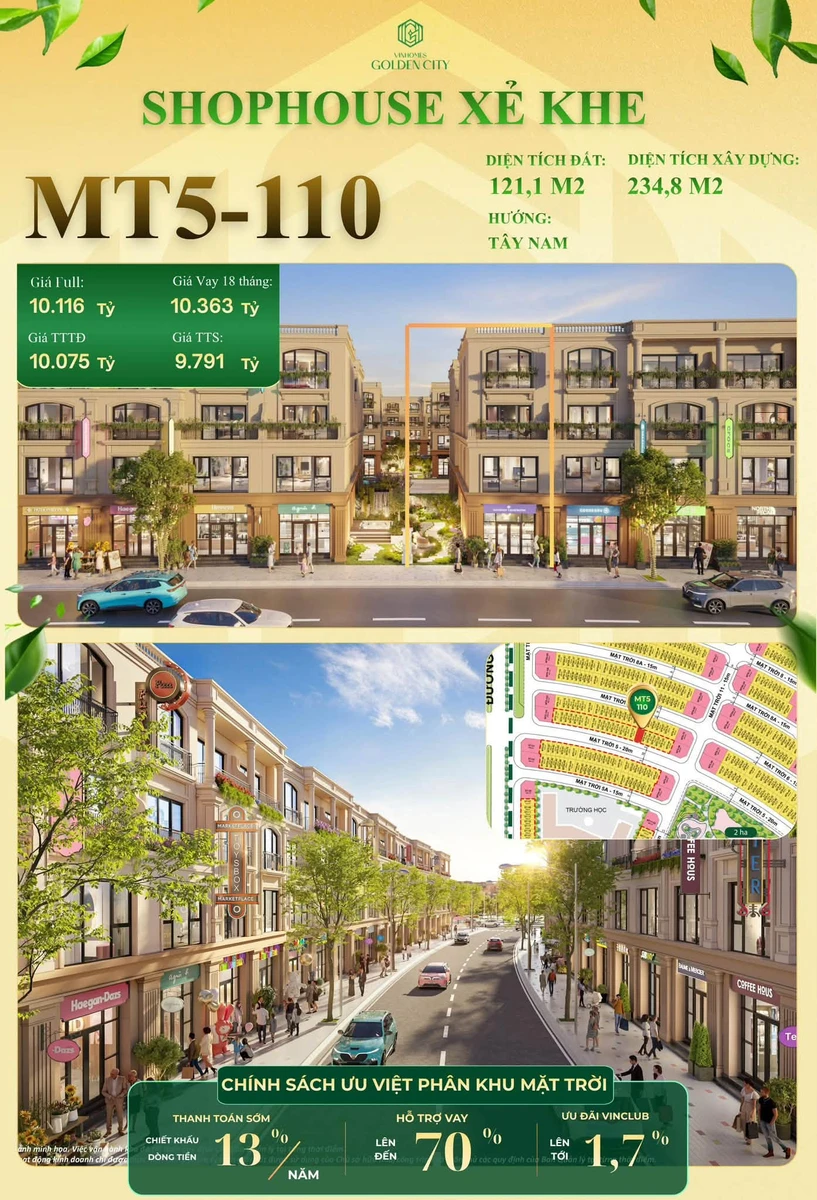 Bán shophouse Vinhomes Golden City Hải Phòng 121m² từ 9,791 tỷ - Ảnh 1