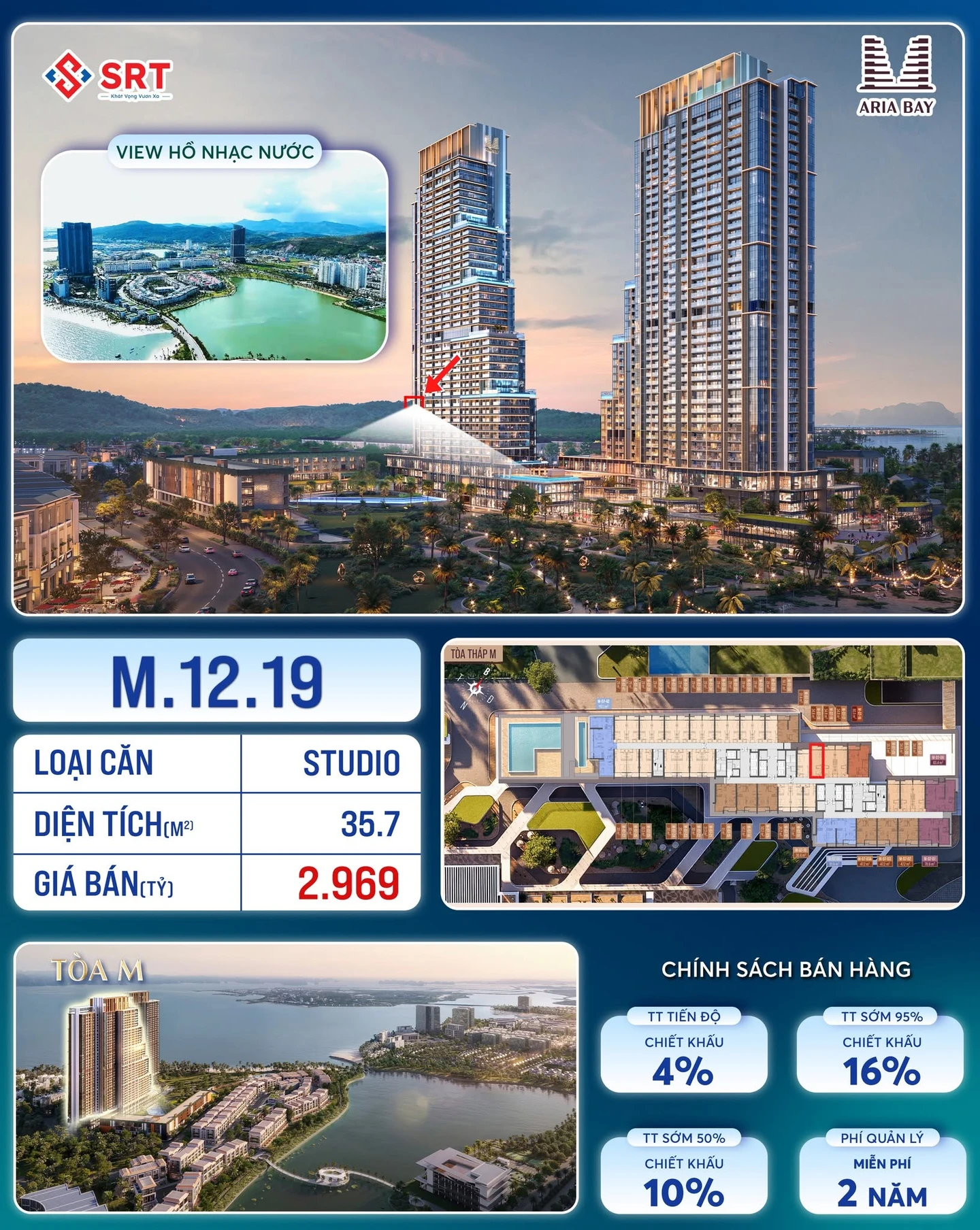 Bán căn studio Aria Bay Hạ Long 35.7m² giá 2.969 tỷ view biển - Ảnh 1