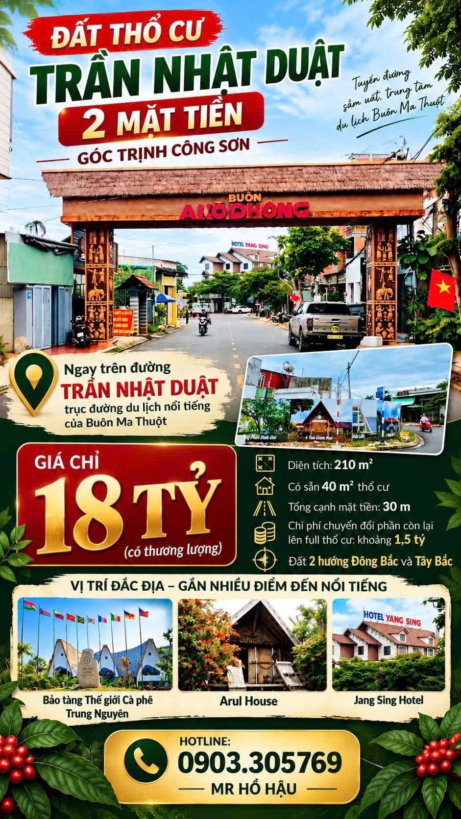 Bán đất 2 mặt tiền 210m2 Buôn Ma Thuột, Đắk Lắk - Ảnh 1