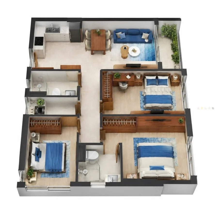 Căn hộ 3PN 87m² Monrei Saigon - View công viên Hyde Park Bình Dương - Ảnh thu nhỏ 4