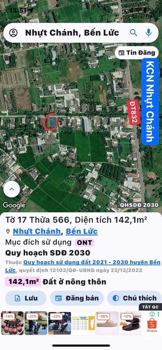 Bán đất thổ cư 5x28m mặt tiền đường đan view kênh ấp 7 Nhựt Chánh, Bến Lức giá 1,1 tỷ - Ảnh thu nhỏ 3