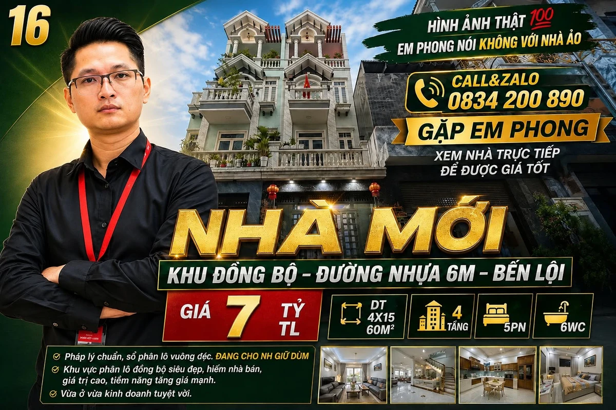 Bán nhà 4 tầng 60m² 5PN đường Bến Lội, Bình Tân, giá 7 tỷ - Ảnh 1