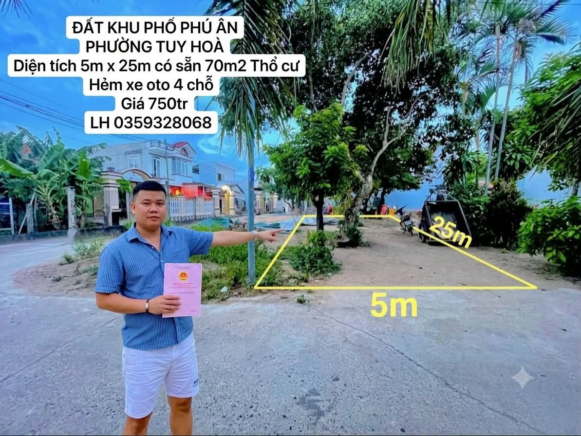 Bán đất Phú Ân, Tuy Hòa 125m2, 750 triệu - Ảnh 1