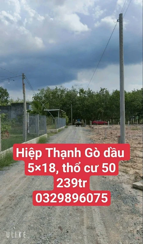 Bán đất Hiệp Thạnh Gò Dầu Tây Ninh 90m2 239 triệu