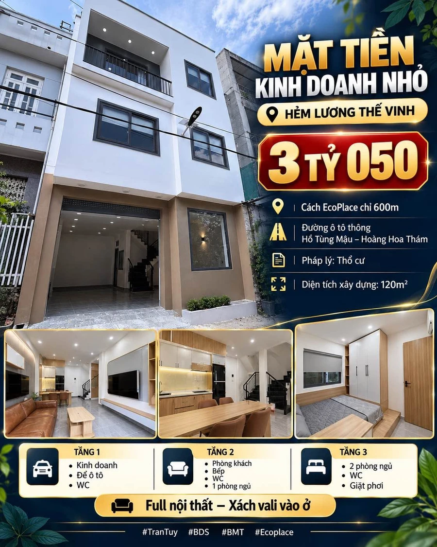Bán nhà mặt tiền kinh doanh 120m² Lương Thế Vinh 3,05 tỷ - Ảnh 1