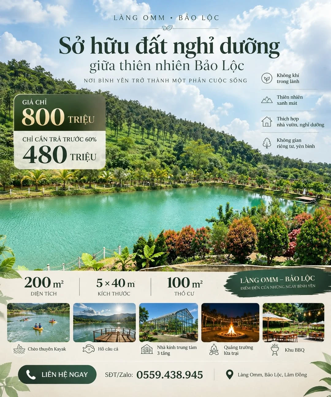 Bán đất full thổ cư 170m² Làng OMM Bảo Lộc 1.417 tỷ - Ảnh 1