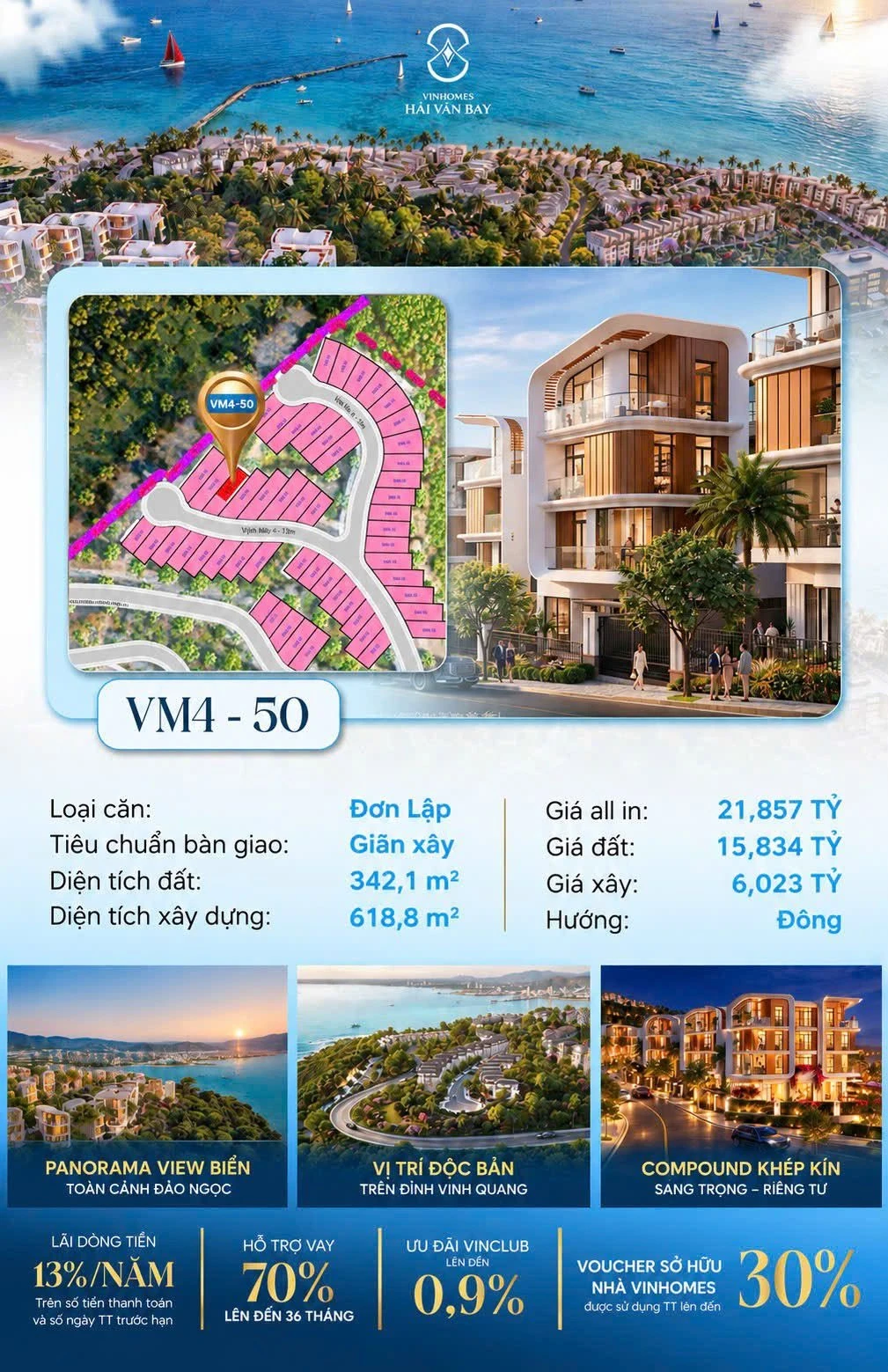 Bán biệt thự Vịnh Mây VM4-50 panorama view biển 21.857 tỷ - Ảnh 1