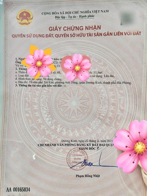 Bán lô đất 57,5m² mặt tiền 5m Hải Phòng 1,5 tỷ