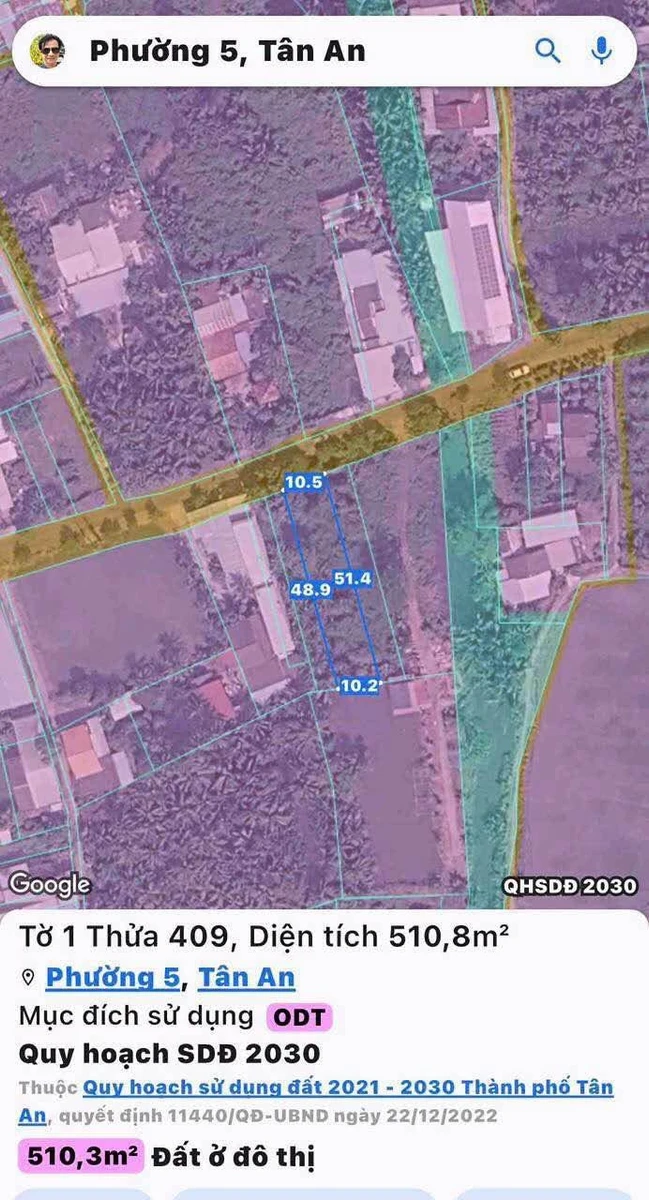 Bán đất thổ cư 491m2 mặt tiền Mai Bá Hương, Tân An, Long An - Ảnh thu nhỏ 2