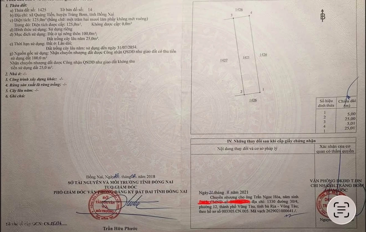Bán đất khu Phố Quảng Tiến Trảng Bom Đồng Nai 125m2 - Ảnh thu nhỏ 3