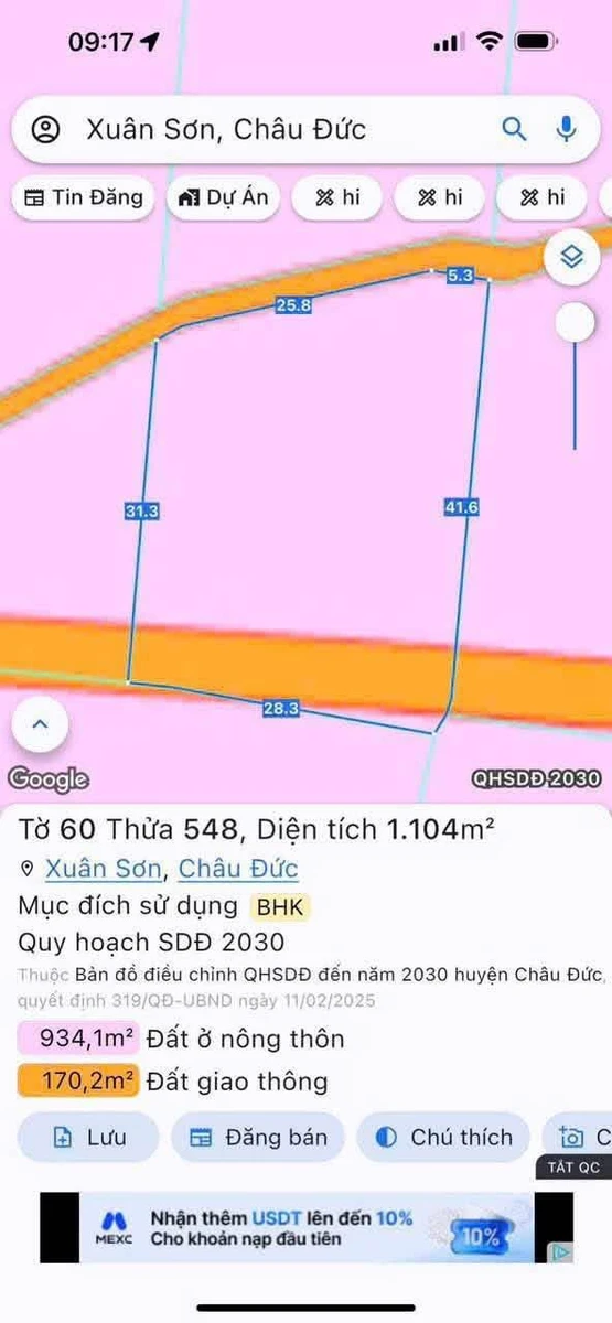 Bán đất 1176m² Xuân Sơn Châu Đức 990 triệu - Ảnh thu nhỏ 2