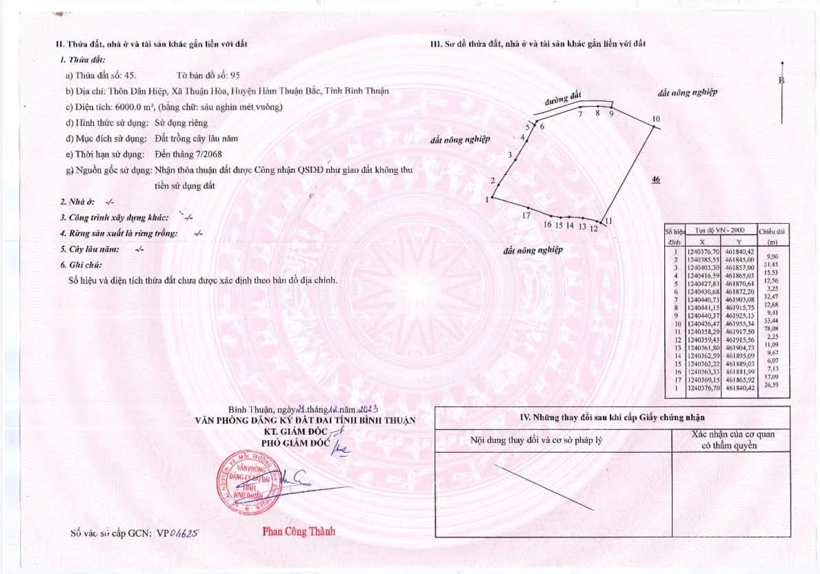 Bán vườn cây ăn trái 6000m2 Hàm Thuận Bắc Bình Thuận 1 tỷ 3 - Ảnh 1