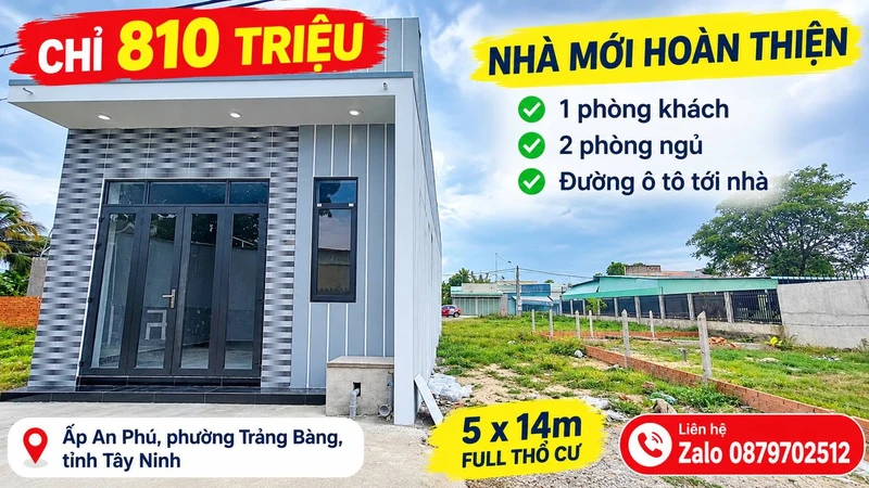 Bán nhà 2 phòng ngủ 66,7m² chỉ 810 triệu tại Trảng Bàng