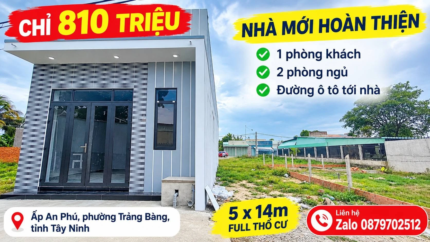 Bán nhà 2 phòng ngủ 66,7m² chỉ 810 triệu tại Trảng Bàng - Ảnh 1