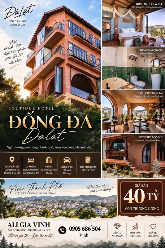Bán khách sạn 23 phòng Đống Đa Đà Lạt 40 tỷ, 348m²