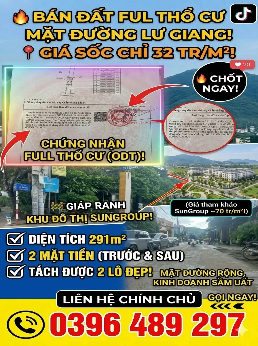 Bán đất mặt tiền Lư Giang, 291m2, Nha Trang - Ảnh thu nhỏ 3