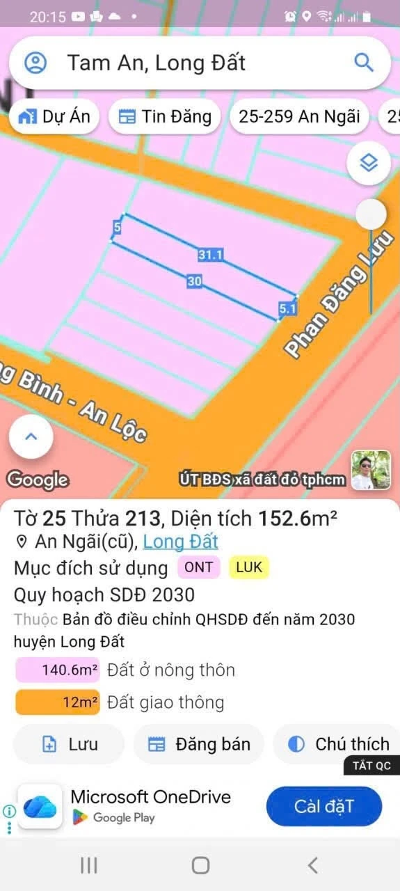 Bán lô đất 155m² tại Phan Đăng Lưu Đất Đỏ, giá 1 tỷ 775 triệu - Ảnh 1
