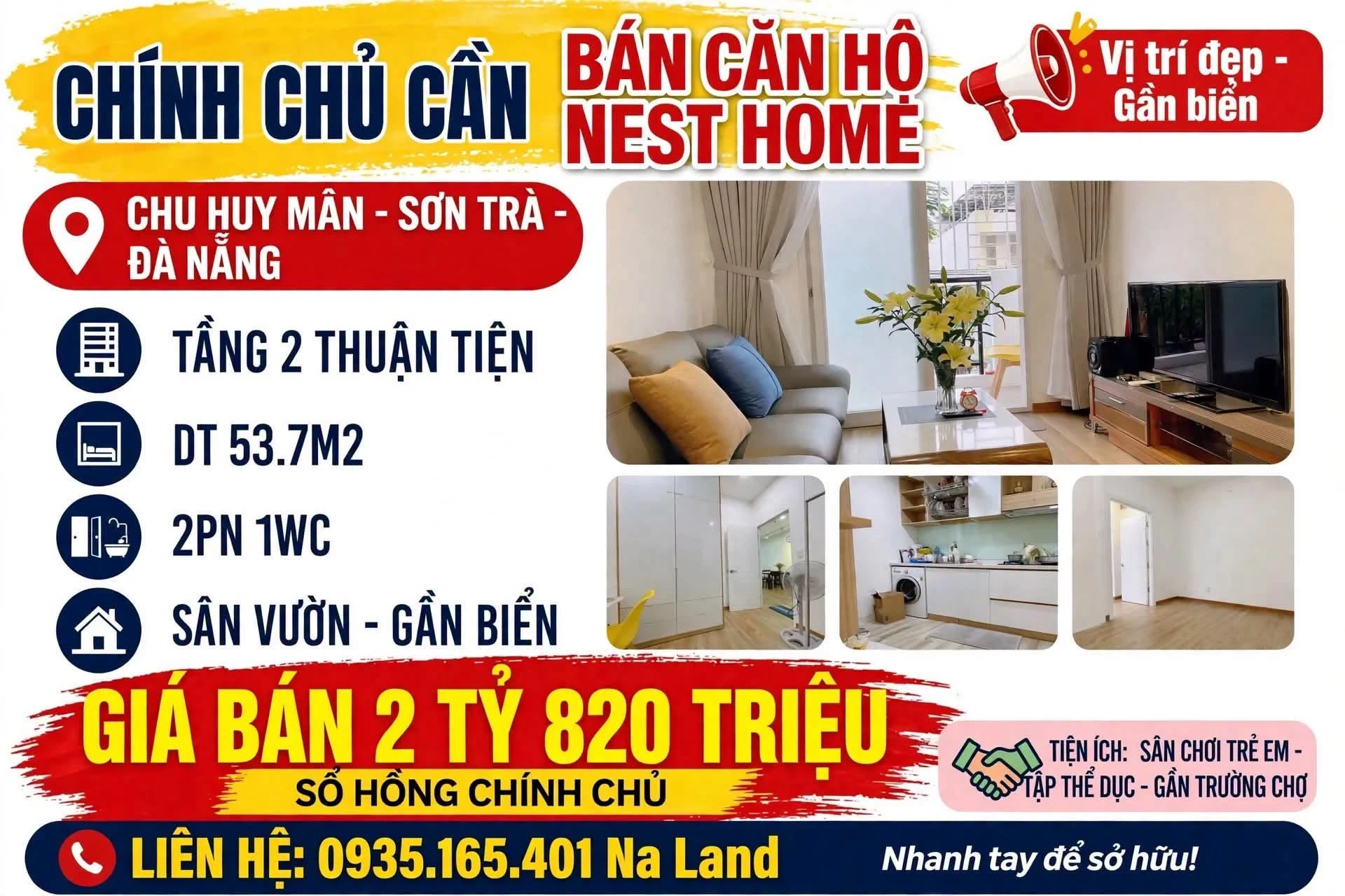 Bán căn hộ Nest Home 2PN 53.7m² Đà Nẵng 2.82 tỷ - Ảnh 1