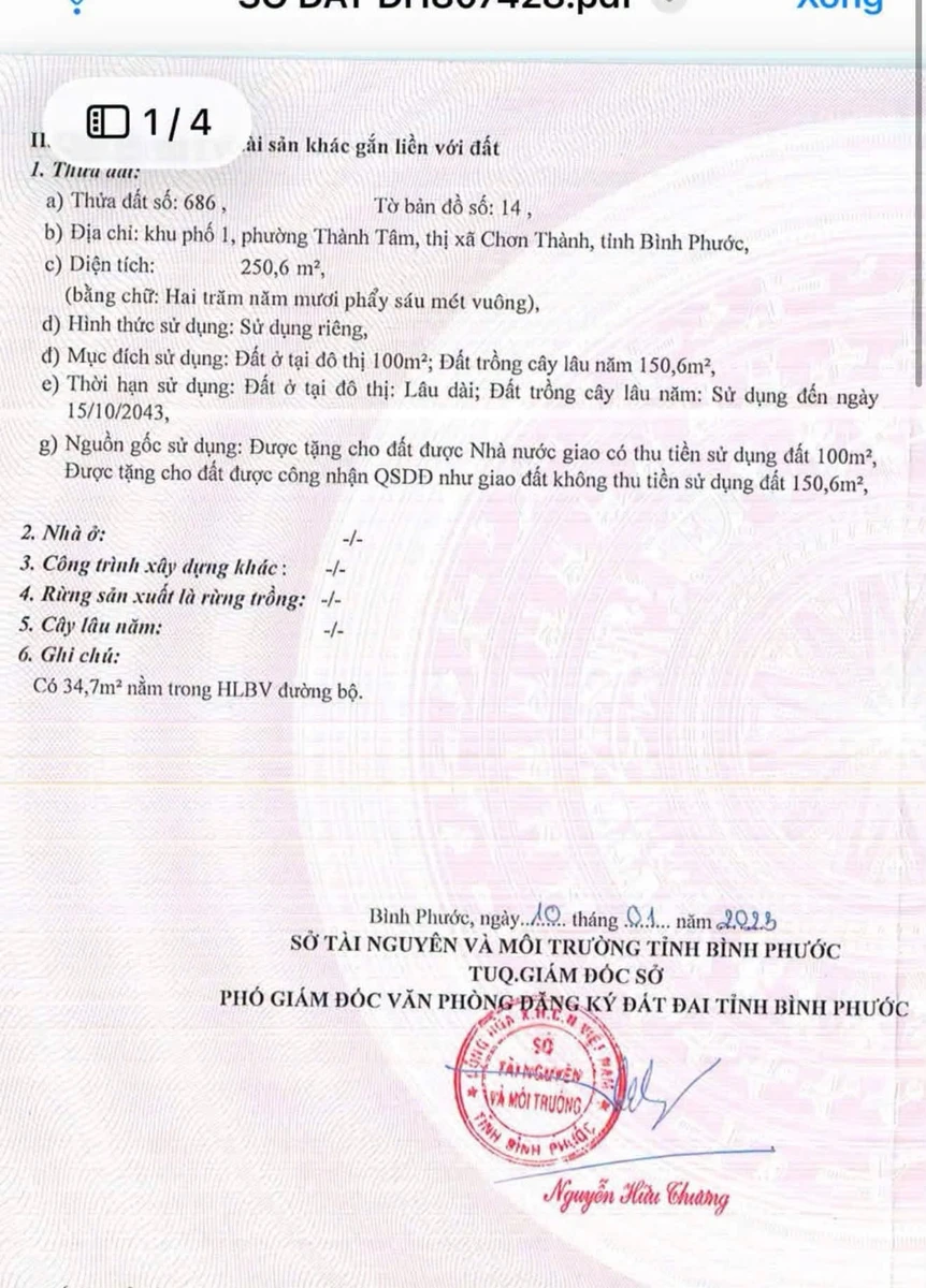 Bán đất thổ cư 25000m2 gần KCN Chơn Thành 5,5 tỷ - Ảnh thu nhỏ 5