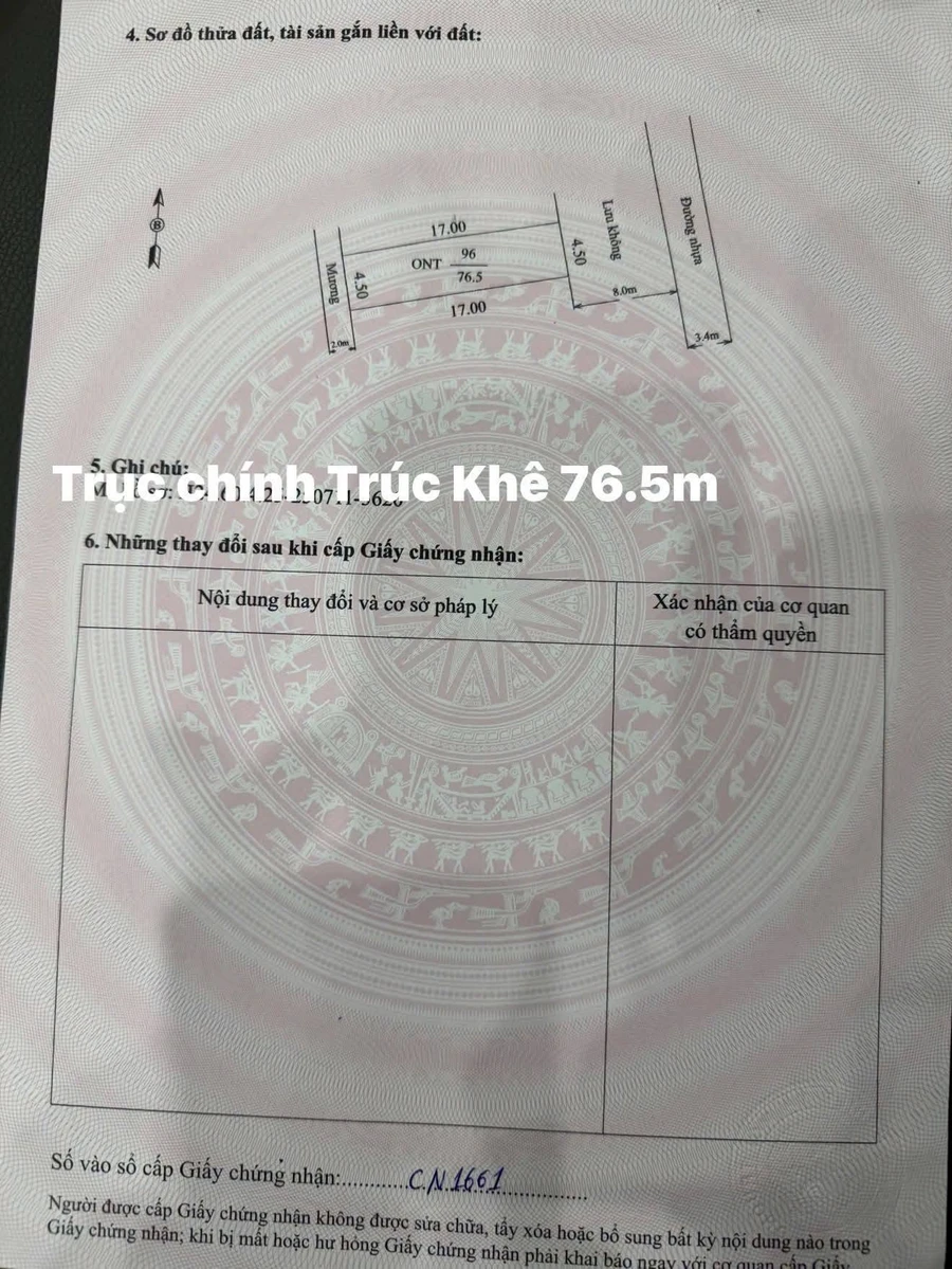 Bán đất mặt tiền Trúc Khê 76.5m2 giá 1 tỷ 3 - Ảnh thu nhỏ 3