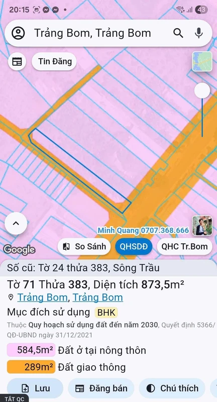 Bán 2 mảnh đất mặt tiền Nguyễn Hoàng, Trảng Bom, Đồng Nai