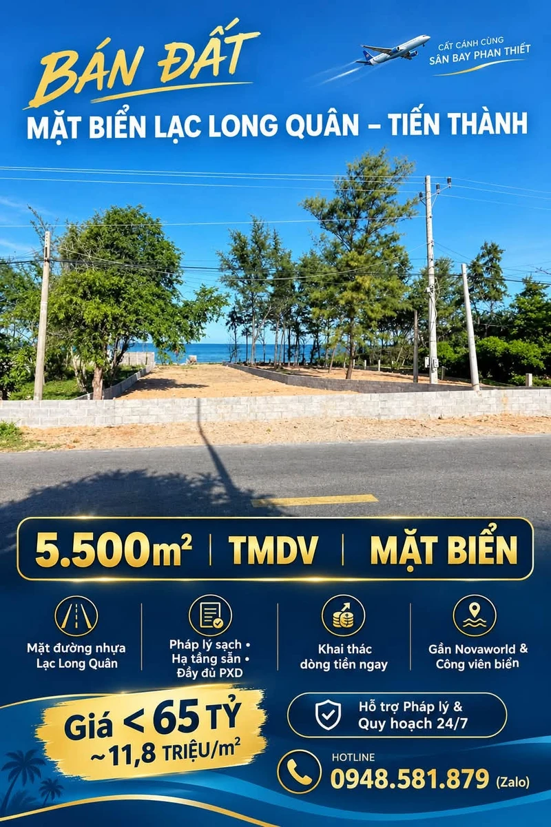 Bán đất mặt biển Mũi Né 1.300m² đường Nguyễn Cơ Thạch giá 15 tỷ - Ảnh thu nhỏ 2