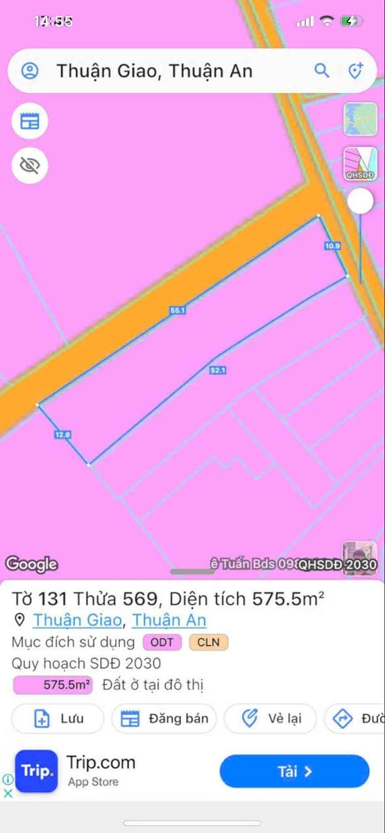 Bán lô đất 2 mặt tiền 575m2 Thuận Giao 07, Bình Chánh - Ảnh thu nhỏ 3