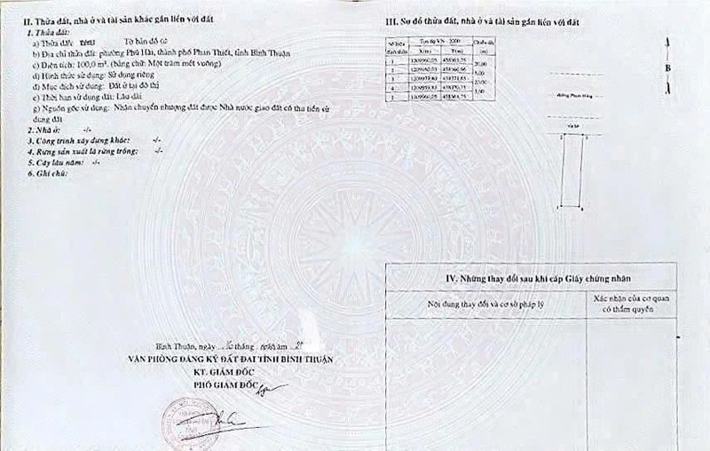 Bán lô đất thổ cư mặt tiền Phạm Hùng Phan Thiết 100m2, 4 tỷ 3