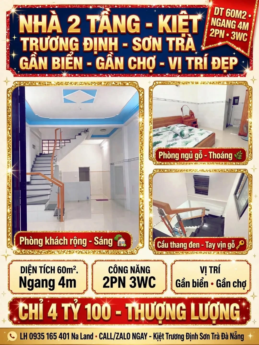 Bán nhà 2 tầng kiệt Trương Định, Sơn Trà, Đà Nẵng, 60m2, giá 4,1 tỷ - Ảnh 1