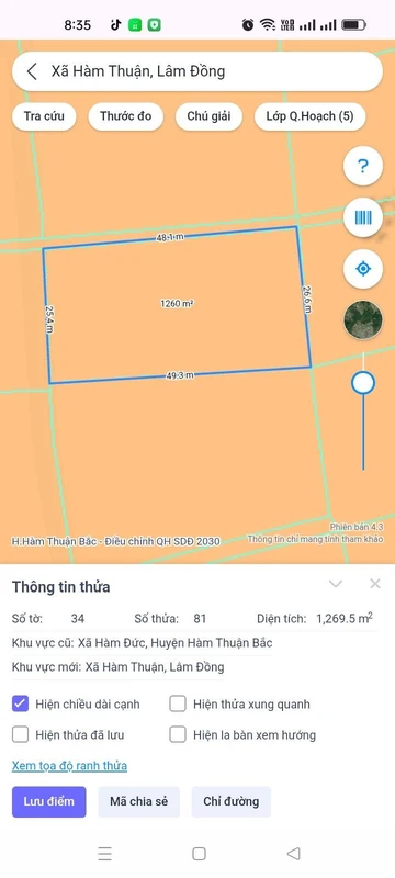Bán mảnh vườn 1261m² trồng dừa Hàm Thuận, Lâm Đồng 5xx triệu