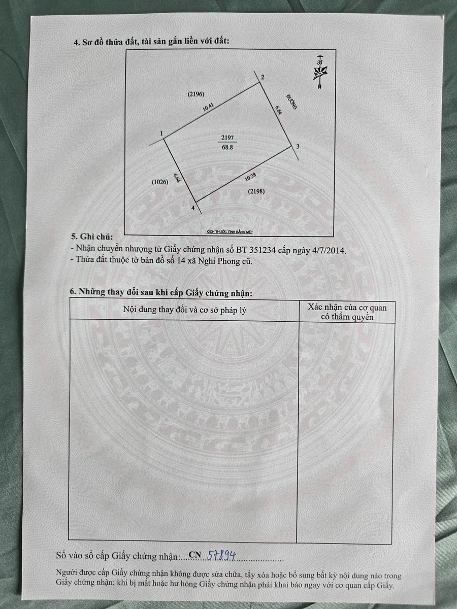 Bán lô đất 68,8m2 Phường Vinh Lộc Nghệ An - Ảnh thu nhỏ 2