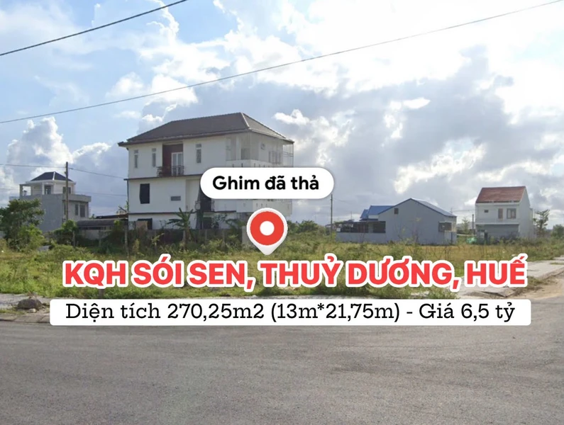 Bán đất 270m² hai mặt tiền khu Hói Cây Sen Huế