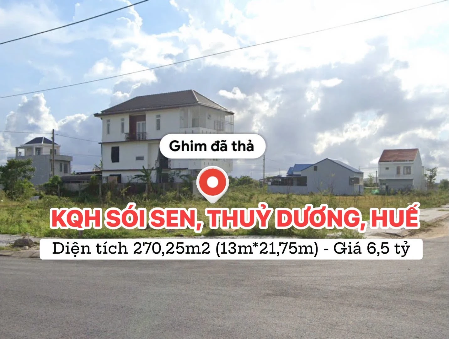 Bán đất 270m² hai mặt tiền khu Hói Cây Sen Huế - Ảnh 1