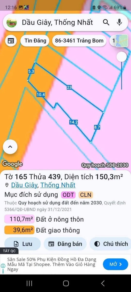 Bán 3 lô đất 134.7m2 Dầu Giây Đồng Nai - Ảnh thu nhỏ 3