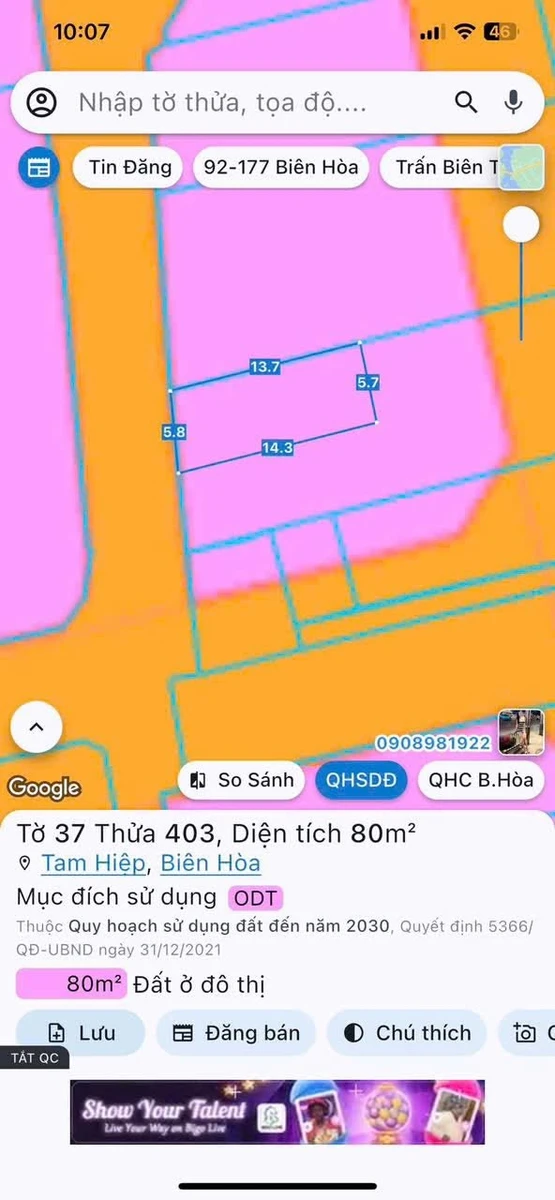 Bán lô đất 81m² mặt tiền Biên Hòa, Đồng Nai - 4 tỷ - Ảnh thu nhỏ 2