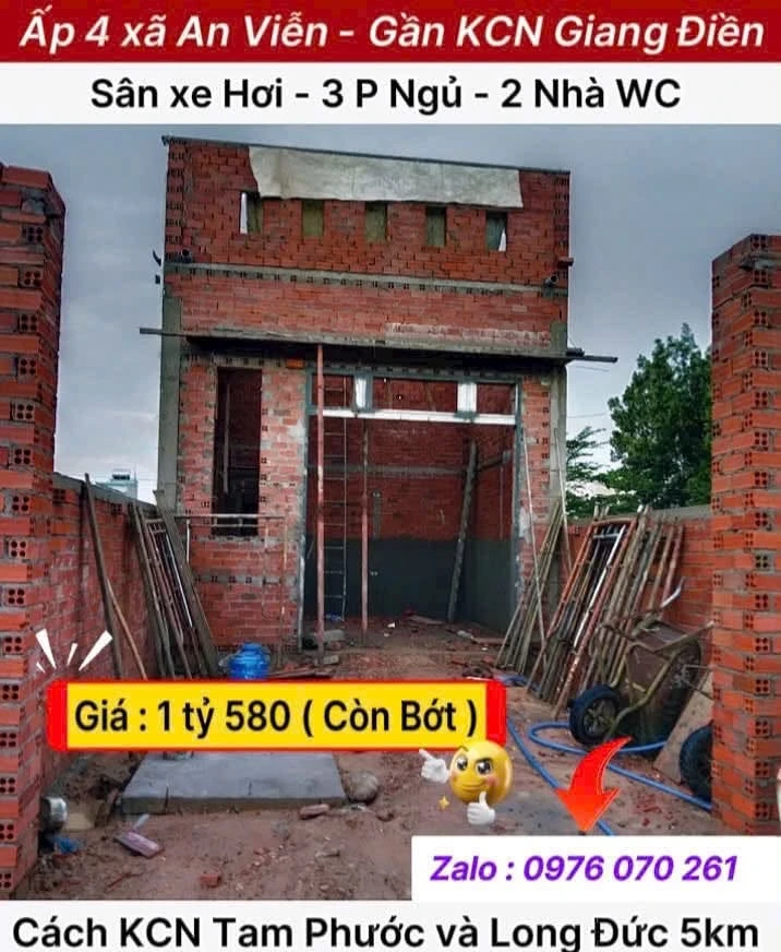 Bán nhà 103m² 3PN sổ riêng thổ cư, xã An Viễn gần KCN Giang Điền, Đồng Nai, giá 1,58 tỷ - Ảnh 1