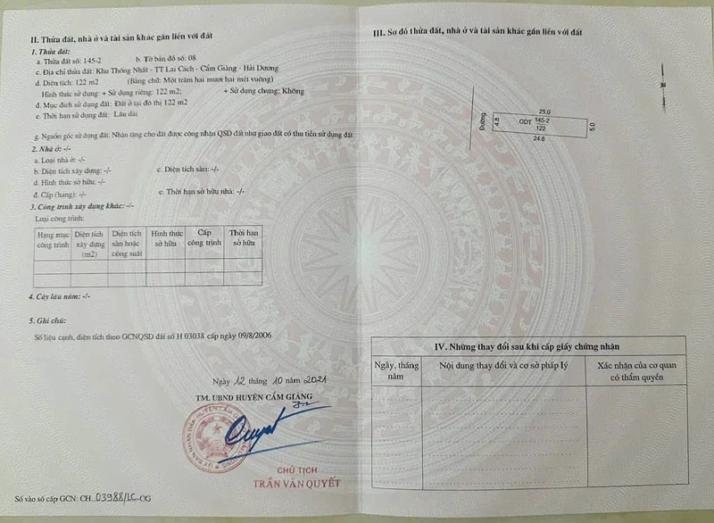 Bán lô đất 122m² khu Thống Nhất, Hải Phòng