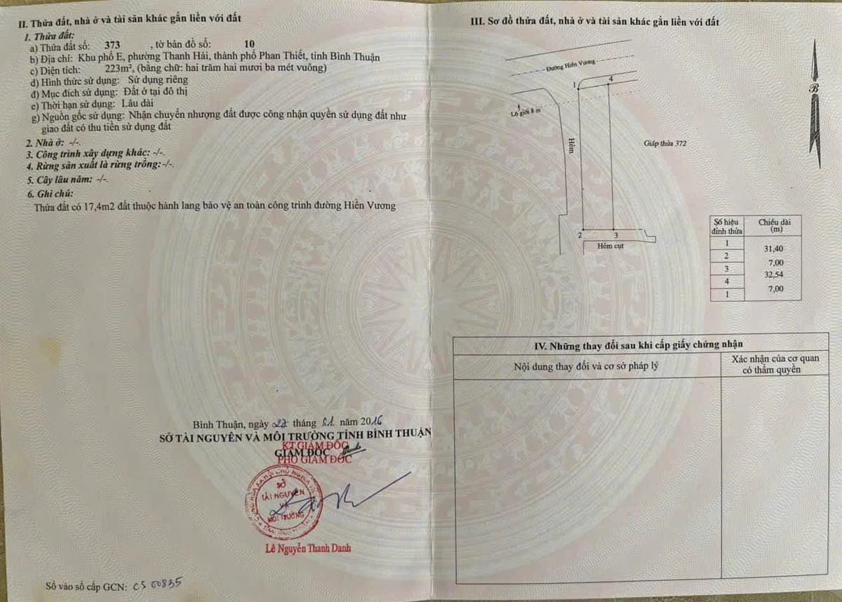 Bán lô đất 223m2 đường Hiền Vương, Phan Thiết, Lâm Đồng - Ảnh 1