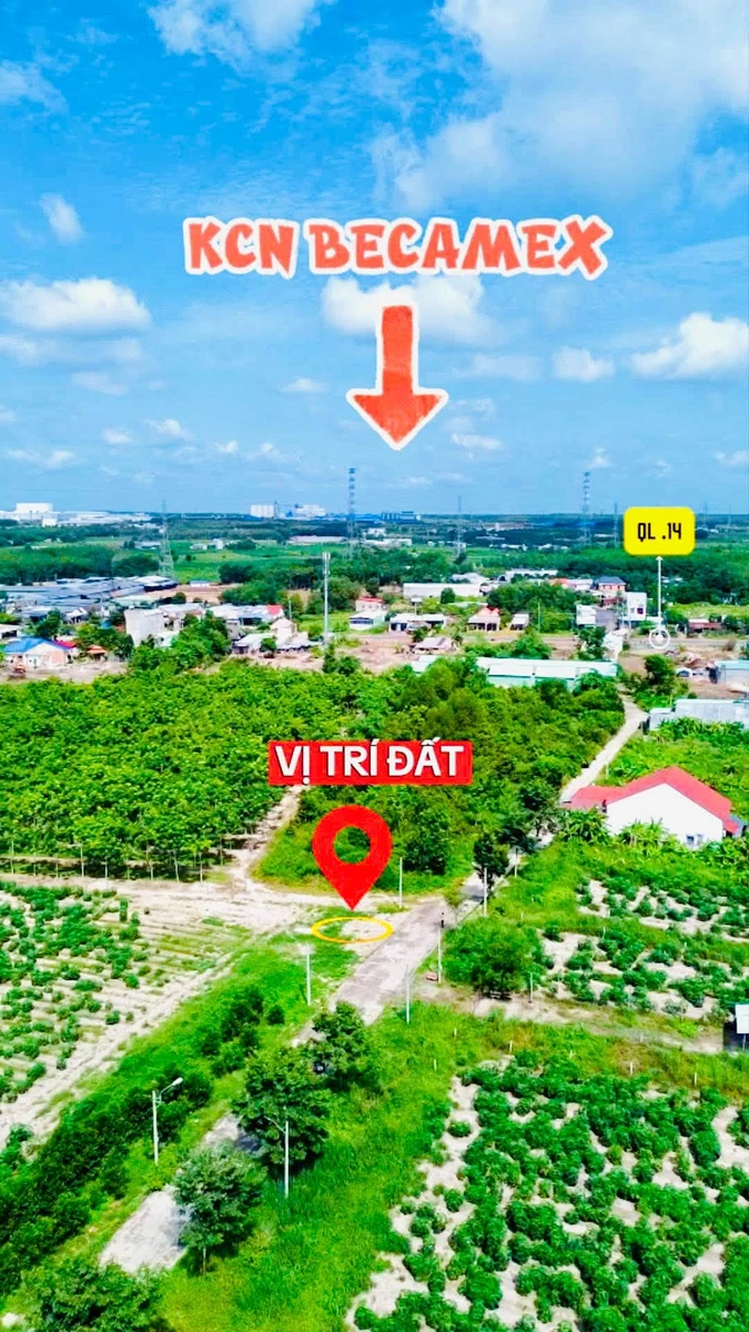 Bán đất 100m2 mặt tiền 15m gần KCN BECAMEX, Bình Dương - Ảnh thu nhỏ 2