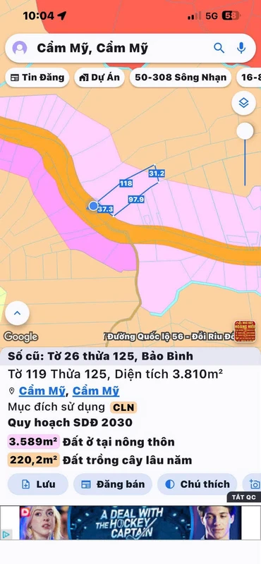 Bán đất 2,5 ha mặt tiền Long Giao Bảo Bình, 800tr/sào